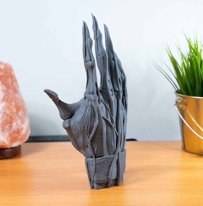 Hand muscle anatomy sculpture for artists. 3D printed hand atlas model for studying tendons, structure, and form.
