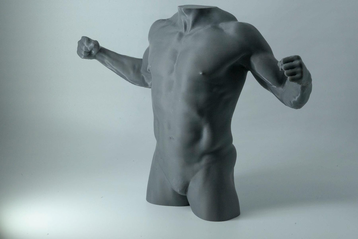Male torso sculpture for artists. Detailed back anatomy reference model, 3D printed in PLA+. Perfect for figure drawing study or modern studio décor.