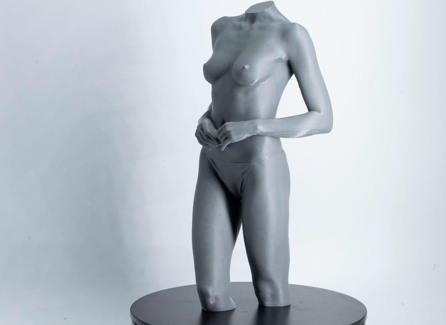 Female standing figure anatomy model for artists. Studio reference sculpture for studying weight shift, posture, and structural form.