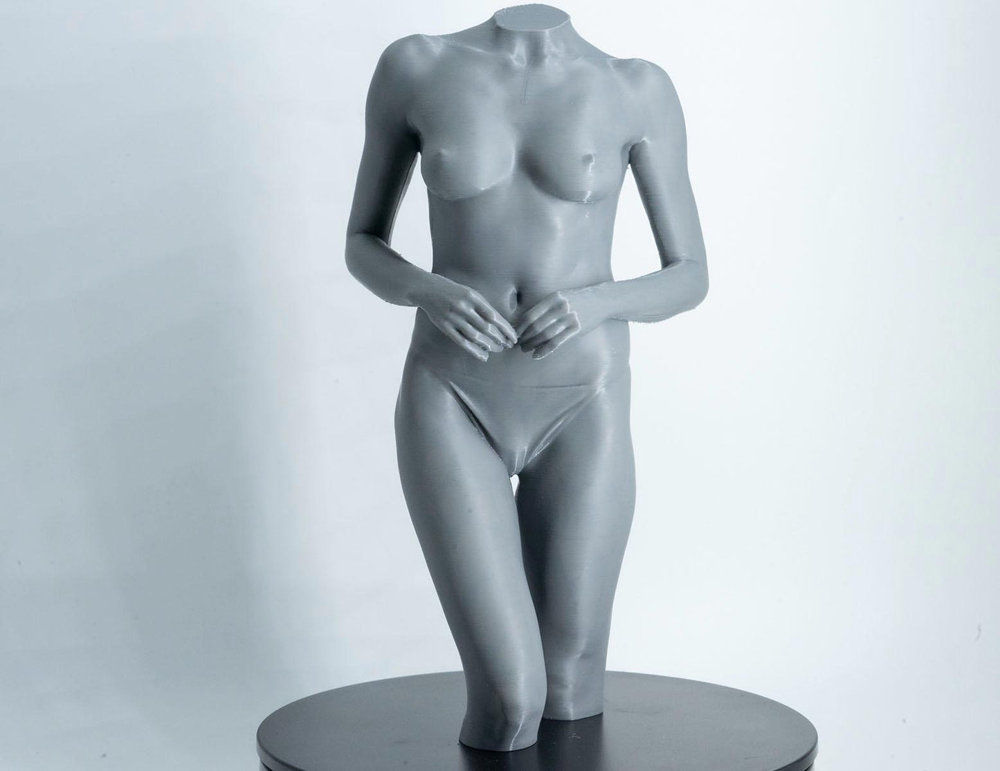 Female standing figure anatomy model for artists. Studio reference sculpture for studying weight shift, posture, and structural form.