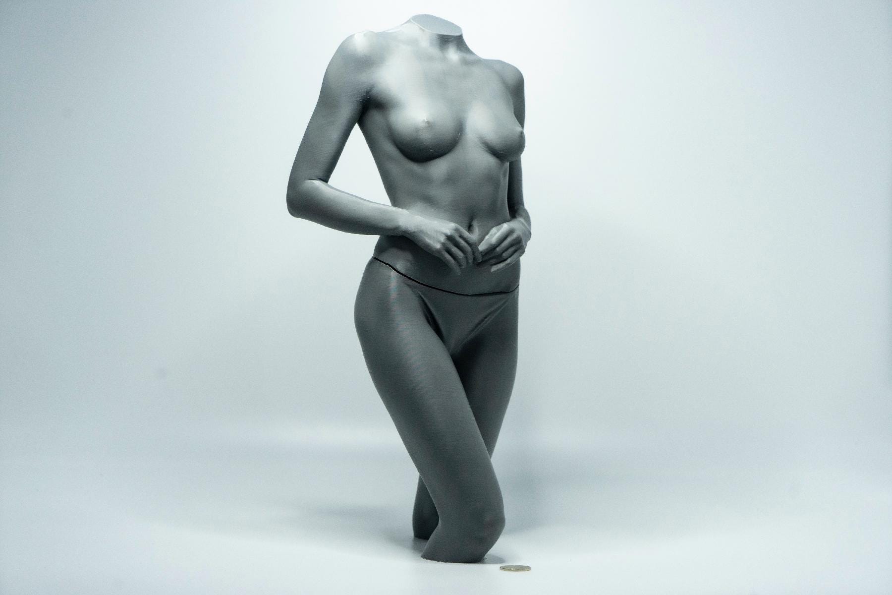 Female standing figure anatomy model for artists. Studio reference sculpture for studying weight shift, posture, and structural form.