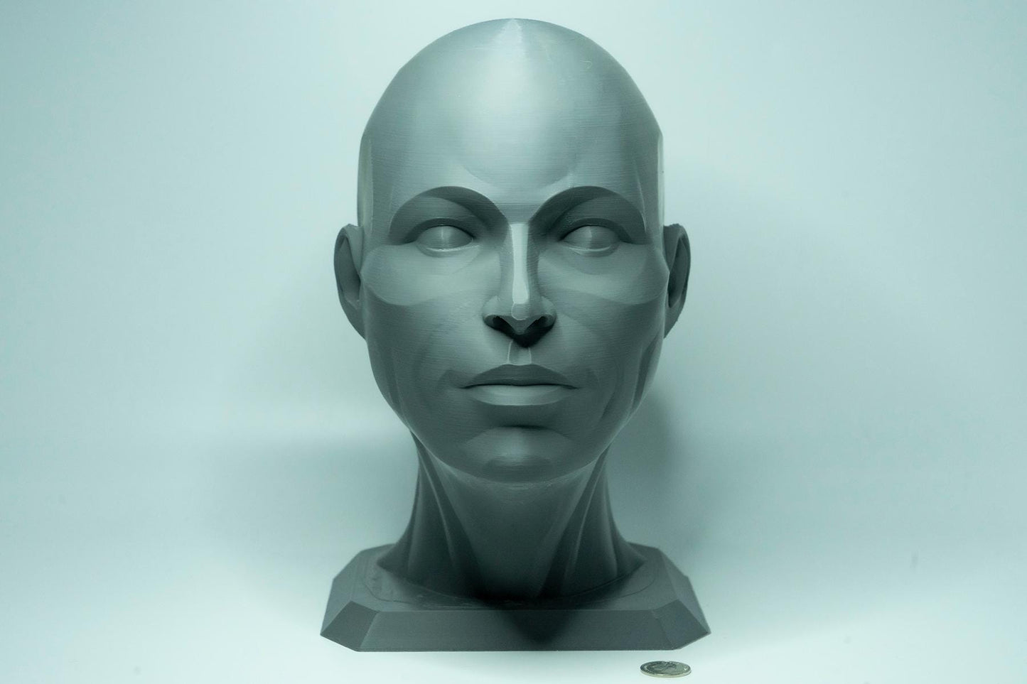Female planar head sculpture designed for artists. Precision anatomy model for studying facial structure, planes, and value under light.