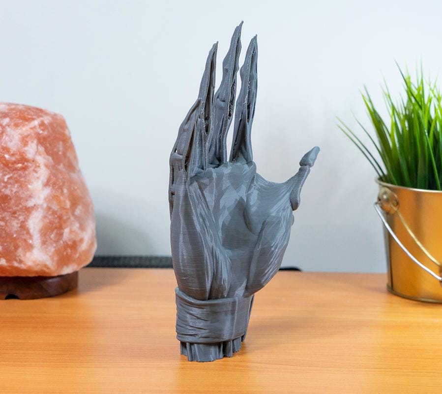 Hand muscle anatomy sculpture for artists. 3D printed hand atlas model for studying tendons, structure, and form.