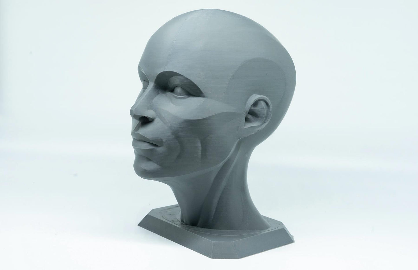 Female planar head sculpture designed for artists. Precision anatomy model for studying facial structure, planes, and value under light.