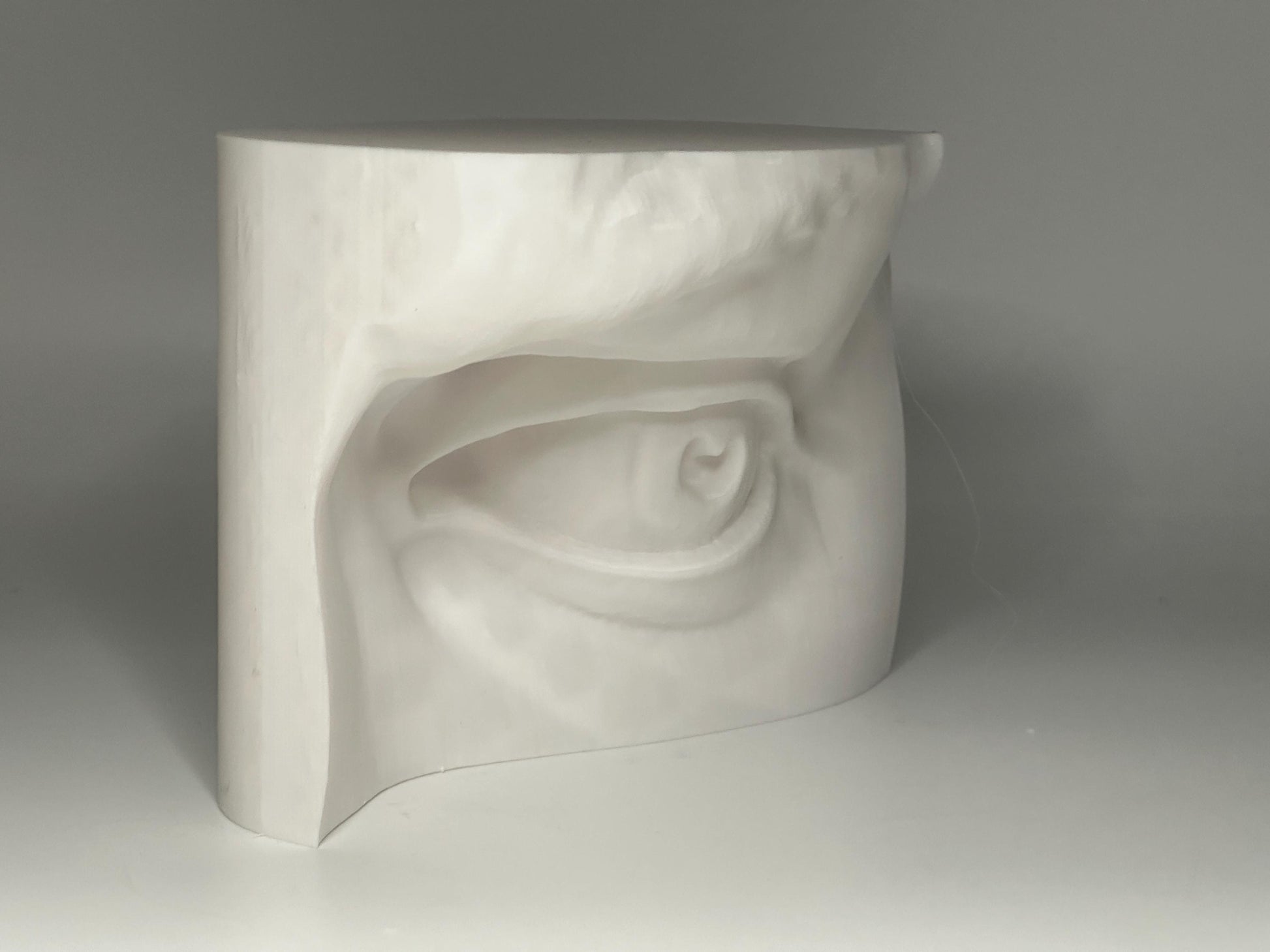 Left Eye of David study model inspired by Michelangelo. Anatomy reference tool for artists studying structure, light, and facial construction.