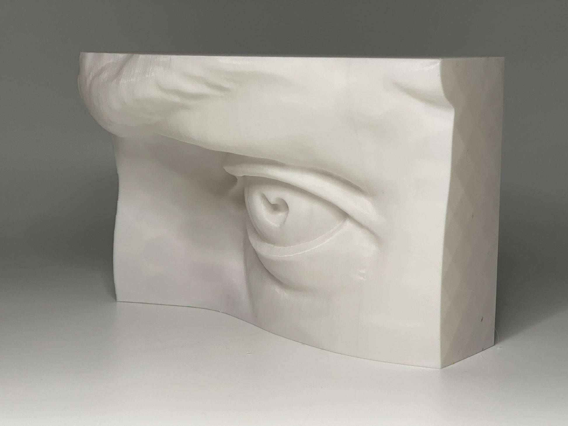 Left Eye of David study model inspired by Michelangelo. Anatomy reference tool for artists studying structure, light, and facial construction.