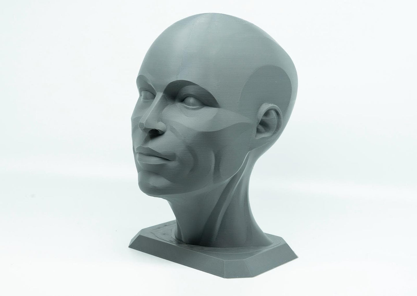 Female planar head sculpture designed for artists. Precision anatomy model for studying facial structure, planes, and value under light.