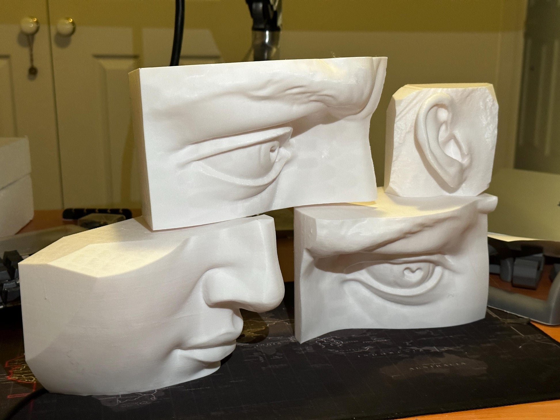 Eye of David anatomy model for artists. Relief sculpture reference for studying eyelid construction, planes, and lighting.