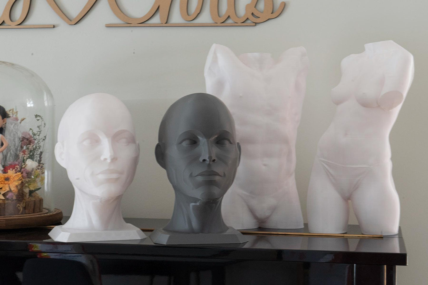 Female planar head sculpture designed for artists. Precision anatomy model for studying facial structure, planes, and value under light.