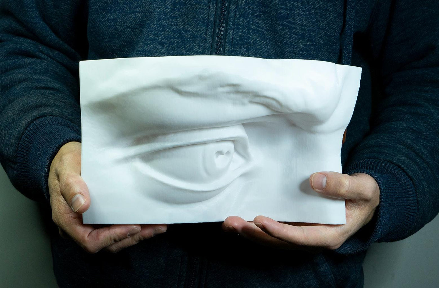 Eye of David anatomy model for artists. Relief sculpture reference for studying eyelid construction, planes, and lighting.