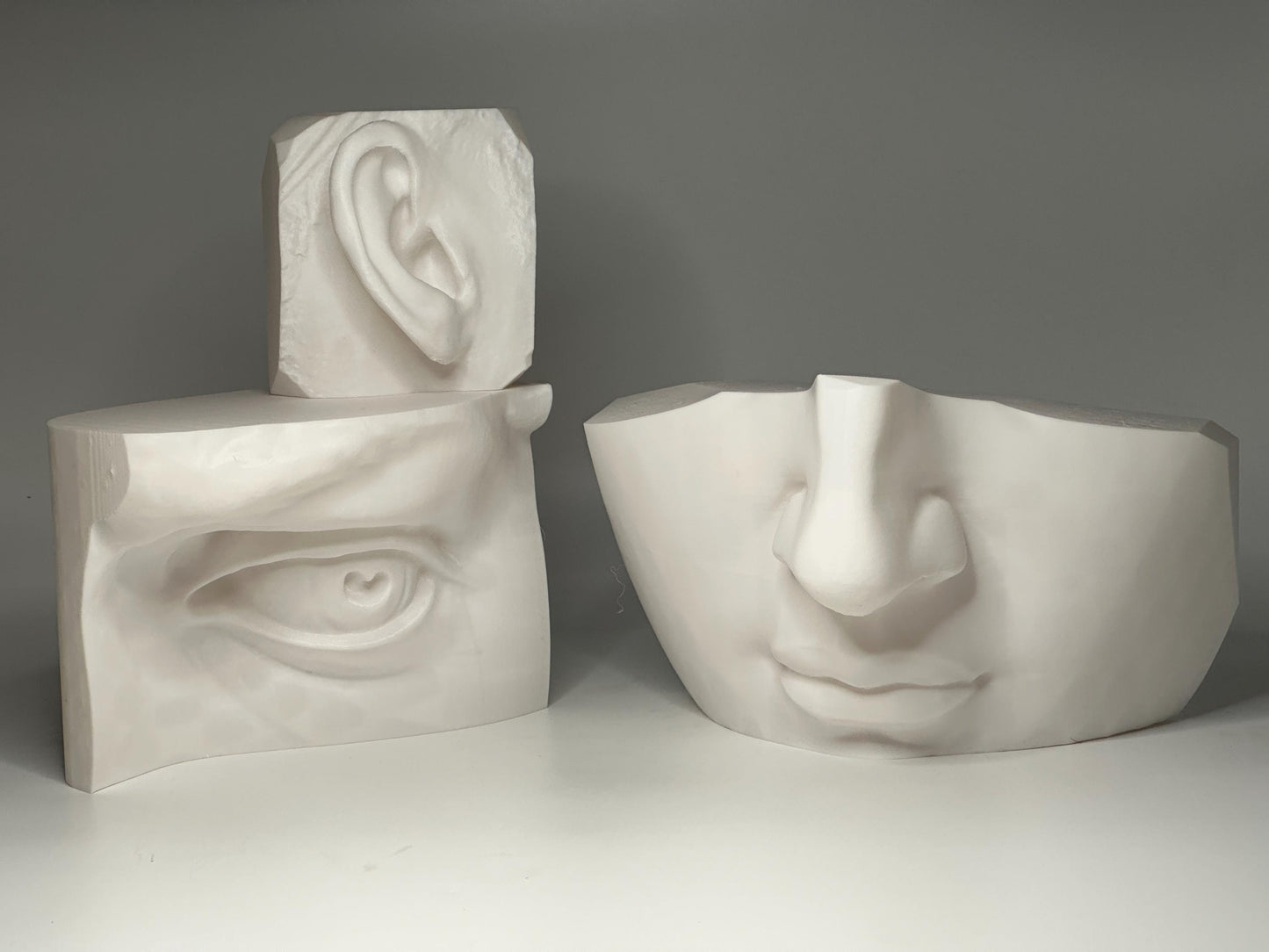 Left Eye of David study model inspired by Michelangelo. Anatomy reference tool for artists studying structure, light, and facial construction.